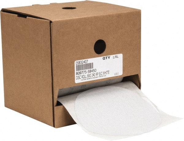 Made in USA - 6" Diam, 240 Grit Silicon Carbide Adhesive PSA Disc - Very Fine Grade, B Weighted Paper Backing, For Low Speed Dual-Action Sanders, Random Orbital Sanders - Exact Tooling