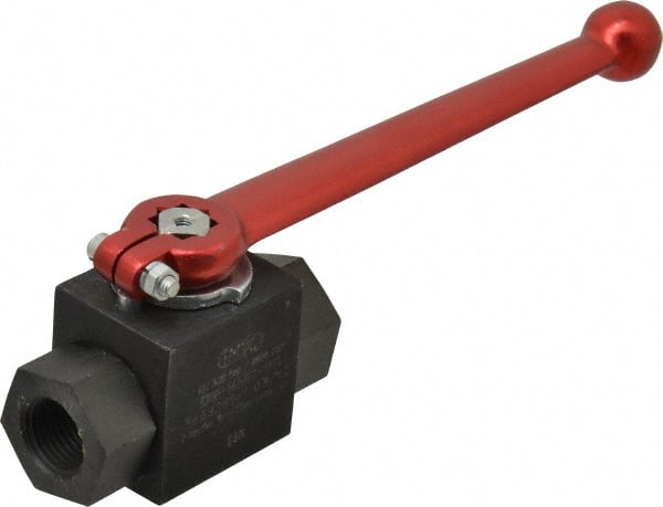 HYDAC - 1/2" Pipe, Carbon Steel Standard Ball Valve - 1 Piece, FNPT x FNPT Ends, Lever Handle, 5,800 WOG - Exact Tooling