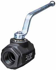 HYDAC - 1-1/4" Pipe, Carbon Steel Standard Ball Valve - 1 Piece, FNPT x FNPT Ends, Lever Handle, 5,000 WOG - Exact Tooling