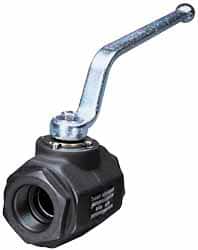 HYDAC - 3/8" Pipe, Carbon Steel Standard Ball Valve - 1 Piece, SAE x SAE Ends, Lever Handle, 7,250 WOG - Exact Tooling