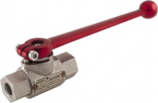 HYDAC - 1/4" Pipe, Stainless Steel Standard Ball Valve - 1 Piece, FNPT x FNPT Ends, Lever Handle, 7,250 WOG - Exact Tooling