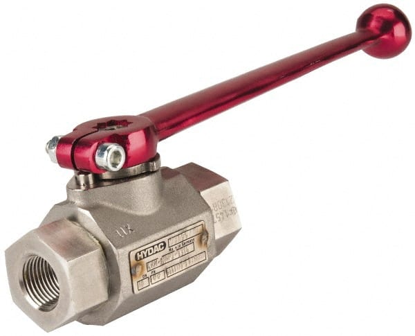 HYDAC - 3/8" Pipe, Stainless Steel Standard Ball Valve - 1 Piece, FNPT x FNPT Ends, Lever Handle, 7,250 WOG - Exact Tooling