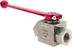 HYDAC - 1/2" Pipe, Stainless Steel Standard Ball Valve - 1 Piece, FNPT x FNPT Ends, Lever Handle, 5,800 WOG - Exact Tooling