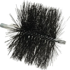 Schaefer Brush - 4-1/2" Brush Length, 6-1/2" Diam, Double Stem, Double Spiral Tube Brush - 7-1/2" Long, Tempered Steel Wire, 1/4" NPT Male Connection - Exact Tooling