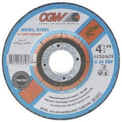Camel Grinding Wheels - 24 Grit, 9" Wheel Diam, 1/4" Wheel Thickness, Type 27 Depressed Center Wheel - Aluminum Oxide, Resinoid Bond, N Hardness, 6,600 Max RPM, Compatible with Angle Grinder - Exact Tooling