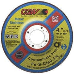 Camel Grinding Wheels - 24 Grit, 9" Wheel Diam, 1/8" Wheel Thickness, Type 27 Depressed Center Wheel - Aluminum Oxide, Resinoid Bond, S Hardness, 6,650 Max RPM, Compatible with Angle Grinder - Exact Tooling