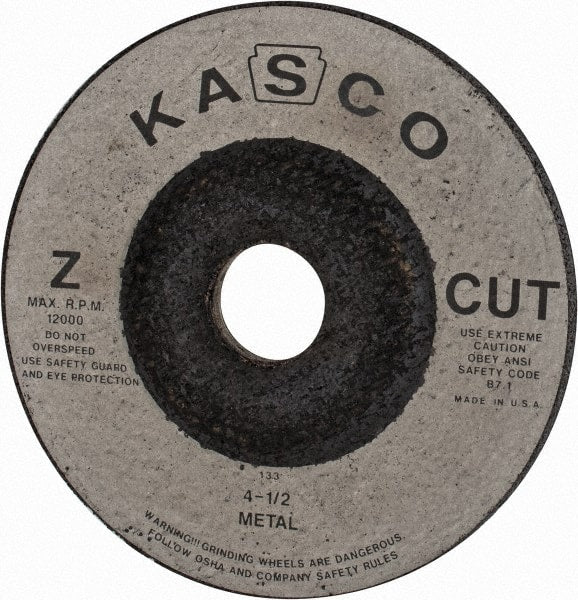 Made in USA - 4-1/2" Wheel Diam, 1/4" Wheel Thickness, 7/8" Arbor Hole, Type 27 Depressed Center Wheel - Zirconia Alumina, 12,000 Max RPM, Compatible with Angle Grinder - Exact Tooling