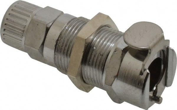 CPC Colder Products - PTF Brass, Quick Disconnect, Panel Mount Coupling Body - 250 Max psi, -40 to 180°F, 2" OAL x 0.75" Overall Height, Chrome Plated - Exact Tooling