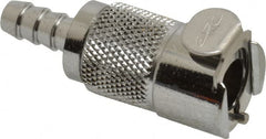 CPC Colder Products - 1/4" Inside Tube Diam, Brass, Quick Disconnect, Hose Barb Inline Coupling Body - 250 Max psi, -40 to 180°F, 1.87" OAL x 0.75" Overall Height, Chrome Plated - Exact Tooling