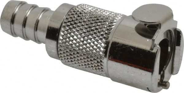 CPC Colder Products - 3/8" Inside Tube Diam, Brass, Quick Disconnect, Hose Barb Inline Coupling Body - 250 Max psi, -40 to 175°F, 1.87" OAL x 0.75" Overall Height, Chrome Plated - Exact Tooling