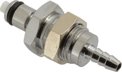 CPC Colder Products - 1/8" Inside Tube Diam, Brass, Quick Disconnect, Hose Barb Valved Panel Mount Coupling Insert - 250 Max psi, -40 to 180°F, 1.87" OAL x 0.75" Overall Height, Chrome Plated - Exact Tooling
