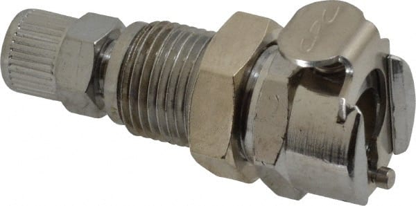 CPC Colder Products - PTF Brass, Quick Disconnect, Valved Panel Mount Coupling Body - 250 Max psi, -40 to 180°F, 1.87" OAL x 0.63" Overall Height, Chrome Plated - Exact Tooling