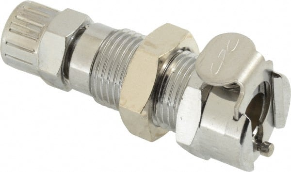 CPC Colder Products - 1/4" Outside Diam, Chrome Plated Brass Push-to-Connect Female Connector - 250 Max psi, Buna Nitrile O-Ring - Exact Tooling