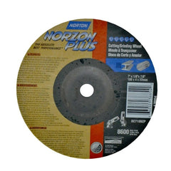 Norton - 7" Wheel Diam, 1/8" Wheel Thickness, 7/8" Arbor Hole, Type 27 Depressed Center Wheel - Ceramic, 8,600 Max RPM, Compatible with Angle Grinder - Exact Tooling