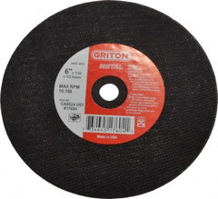 Made in USA - 6" 60 Grit Aluminum Oxide Cutoff Wheel - 1/32" Thick, 1/2" Arbor, 10,186 Max RPM, Use with Circular Saws - Exact Tooling