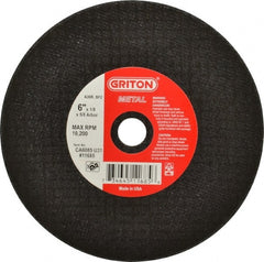 Made in USA - 6" 36 Grit Aluminum Oxide Cutoff Wheel - 1/8" Thick, 5/8" Arbor, 10,186 Max RPM, Use with Circular Saws - Exact Tooling