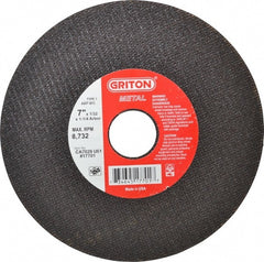 Value Collection - 7" 60 Grit Aluminum Oxide Cutoff Wheel - 1/32" Thick, 1-1/4" Arbor, 8,732 Max RPM, Use with Stationary Tools - Exact Tooling