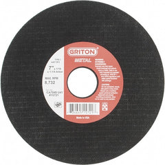 Value Collection - 7" 46 Grit Aluminum Oxide Cutoff Wheel - 1/16" Thick, 1-1/4" Arbor, 8,732 Max RPM, Use with Stationary Tools - Exact Tooling