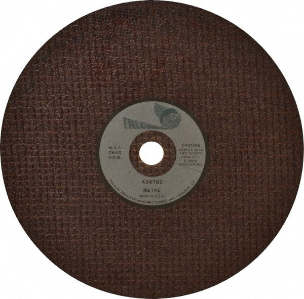 Made in USA - 8" 36 Grit Aluminum Oxide Cutoff Wheel - 1/8" Thick, 5/8" Arbor, 8,000 Max RPM, Use with Chop Saws - Exact Tooling