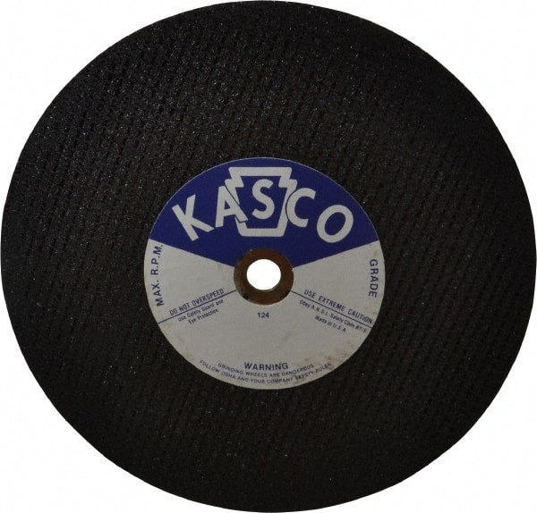 Made in USA - 10" 36 Grit Aluminum Oxide Cutoff Wheel - 1/8" Thick, 5/8" Arbor, 6,500 Max RPM, Use with Stationary Tools - Exact Tooling