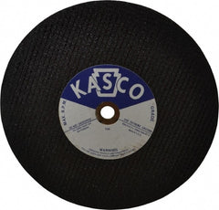 Made in USA - 10" 36 Grit Aluminum Oxide Cutoff Wheel - 1/8" Thick, 5/8" Arbor, 6,500 Max RPM, Use with Stationary Tools - Exact Tooling