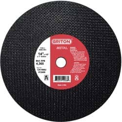 Made in USA - 14" 36 Grit Aluminum Oxide Cutoff Wheel - 1/8" Thick, 1" Arbor, 4,365 Max RPM, Use with Stationary Tools - Exact Tooling