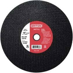 Value Collection - 18" 36 Grit Aluminum Oxide Cutoff Wheel - 5/32" Thick, 1" Arbor, 3,013 Max RPM, Use with Stationary Tools - Exact Tooling