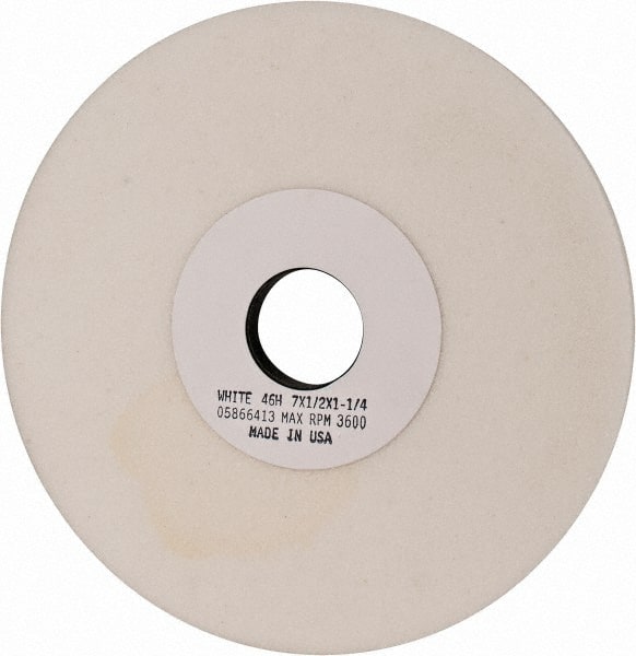 Grier Abrasives - 7" Diam x 1-1/4" Hole x 1/2" Thick, H Hardness, 46 Grit Surface Grinding Wheel - Aluminum Oxide, Type 1, Coarse Grade, 3,600 Max RPM, Vitrified Bond, No Recess - Exact Tooling