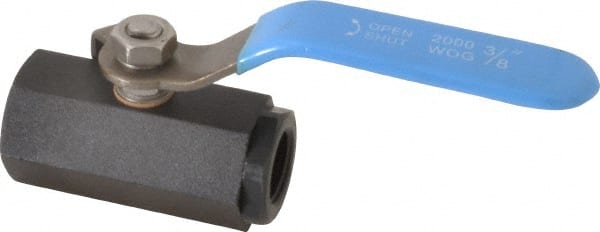 Midwest Control - 3/8" Pipe, Carbon Steel Standard Ball Valve - 1 Piece, Inline - One Way Flow, FNPT x FNPT Ends, Lever Handle, 1,000 WOG - Exact Tooling