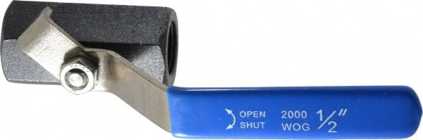 Midwest Control - 1/2" Pipe, Carbon Steel Standard Ball Valve - 1 Piece, Inline - One Way Flow, FNPT x FNPT Ends, Lever Handle, 1,000 WOG - Exact Tooling