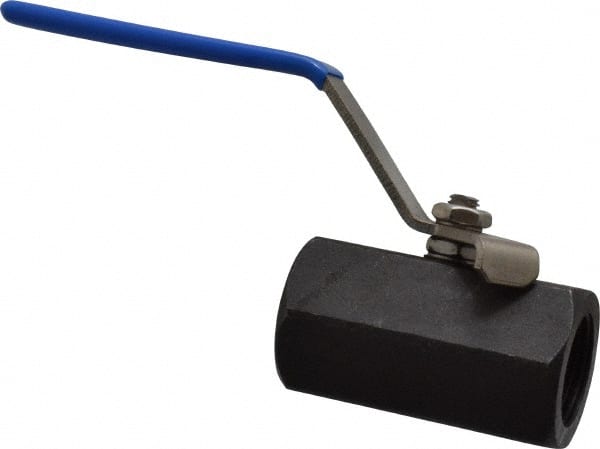 Midwest Control - 3/4" Pipe, Carbon Steel Standard Ball Valve - 1 Piece, Inline - One Way Flow, FNPT x FNPT Ends, Lever Handle, 1,000 WOG - Exact Tooling