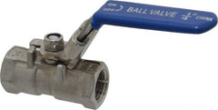 Value Collection - 1/4" Pipe, Standard Port, Stainless Steel Standard Ball Valve - 1 Piece, Inline - One Way Flow, FNPT x FNPT Ends, Lever Handle, 400 WOG - Exact Tooling