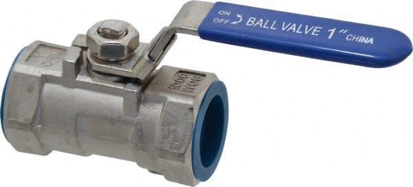 Value Collection - 1" Pipe, Standard Port, Stainless Steel Standard Ball Valve - 1 Piece, Inline - One Way Flow, FNPT x FNPT Ends, Lever Handle, 400 WOG - Exact Tooling
