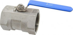 Midwest Control - 2" Pipe, Standard Port, Stainless Steel Standard Ball Valve - 1 Piece, Inline - One Way Flow, FNPT x FNPT Ends, Lever Handle, 1,000 WOG - Exact Tooling