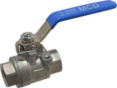Midwest Control - 1/2" Pipe, Stainless Steel Standard Ball Valve - 2 Piece, Inline - One Way Flow, FNPT x FNPT Ends, Lever Handle, 1,000 WOG, 150 WSP - Exact Tooling