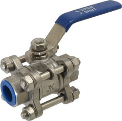 Midwest Control - 1/2" Pipe, Full Port, Stainless Steel Standard Ball Valve - 3 Piece, Inline - One Way Flow, FNPT x FNPT Ends, Lever Handle - Exact Tooling