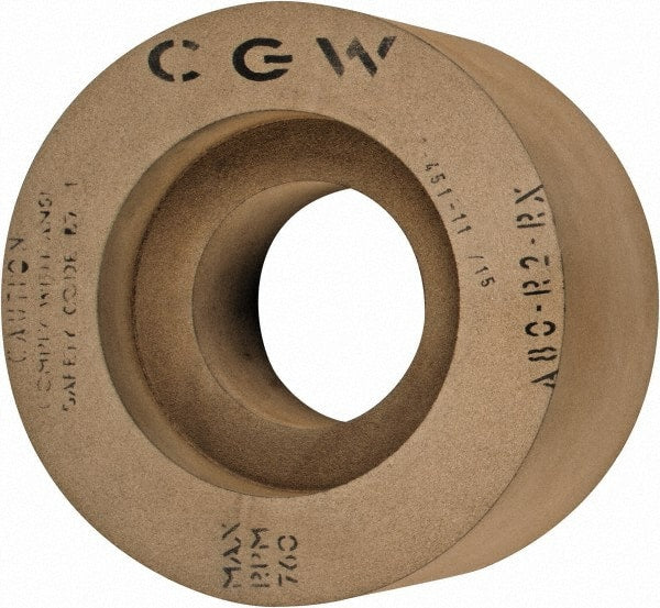 Camel Grinding Wheels - 6" Wide x 12" Diam, Type 7 Feed Regulating Wheel - 5" Hole Size, 80 Grit, Hardness R, 7-1/2" Diam x 1-1/2" Deep Recess, 7-1/2" Diam x 1-1/2" Deep Opposite Side Recess - Exact Tooling