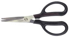Clauss - 2" LOC, 7" OAL Stainless Steel Blunt Point Shears - Ambidextrous, Serrated, Straight Handle, For General Purpose Use - Exact Tooling