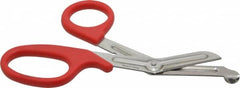 Clauss - 2-1/2" LOC, 7-1/4" OAL Stainless Steel High Leverage Shears - Ambidextrous, Serrated, Plastic Offset Handle, For General Purpose Use - Exact Tooling
