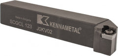 Kennametal - SCGC, Left Hand Cut, 0° Lead Angle, 3/4" Shank Height x 3/4" Shank Width, Neutral Rake Indexable Turning Toolholder - 4-1/2" OAL, CP..32.5. Insert Compatibility, Series Screw-On - Exact Tooling