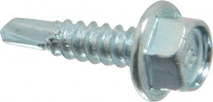 Buildex - #10, Hex Washer Head, Hex Drive, 3/4" Length Under Head, #3 Point, Self Drilling Screw - Steel - Exact Tooling