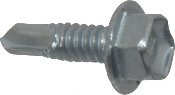 Buildex - #10, Hex Washer Head, Hex Drive, 5/8" Length Under Head, #2 Point, Self Drilling Screw - Steel - Exact Tooling