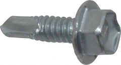 Buildex - #10, Hex Washer Head, Hex Drive, 5/8" Length Under Head, #2 Point, Self Drilling Screw - Steel - Exact Tooling