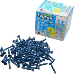 Made in USA - 3/16" Diam, 1-1/4" OAL, Phillips Drive, Concrete Screw & Masonry Fastener - Steel, Blue Climaseal Finish, Includes Drill Bit - Exact Tooling