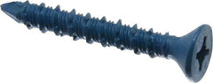 Made in USA - 1/4" Diam, 1-3/4" OAL, Phillips Drive, Concrete Screw & Masonry Fastener - Steel, Blue Climaseal Finish, Includes Drill Bit - Exact Tooling
