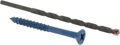 Made in USA - 1/4" Diam, 2-3/4" OAL, Phillips Drive, Concrete Screw & Masonry Fastener - Steel, Blue Climaseal Finish, Includes Drill Bit - Exact Tooling