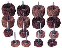 Superior Abrasives - 1 & (2) 1-1/2" Diam Scrubber Buffing Wheel Set - Shank Included - Exact Tooling