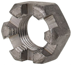 Value Collection - 1/2-20 UNF Grade 2 Steel Slotted Locknut - 3/4" Width Across Flats, 7/16" High, Uncoated - Exact Tooling