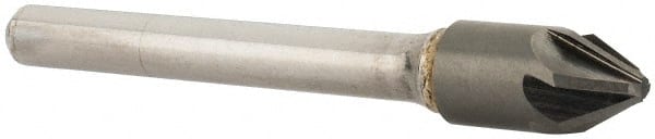 SGS - 3/8" Head Diam, 1/4" Shank Diam, 6 Flute 60° Solid Carbide Countersink - Exact Tooling