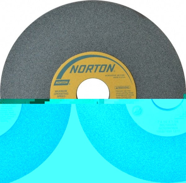 Norton - 7" Diam x 1-1/4" Hole x 1/2" Thick, I Hardness, 100 Grit Surface Grinding Wheel - Silicon Carbide, Type 1, Fine Grade, 3,600 Max RPM, Vitrified Bond, No Recess - Exact Tooling